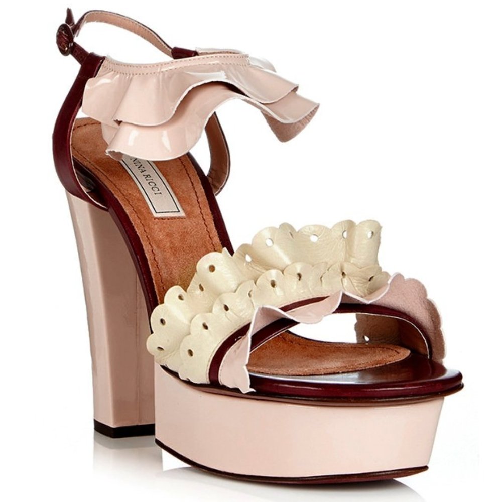 NIB Nina Ricci runway patent‎ leather platform sandals